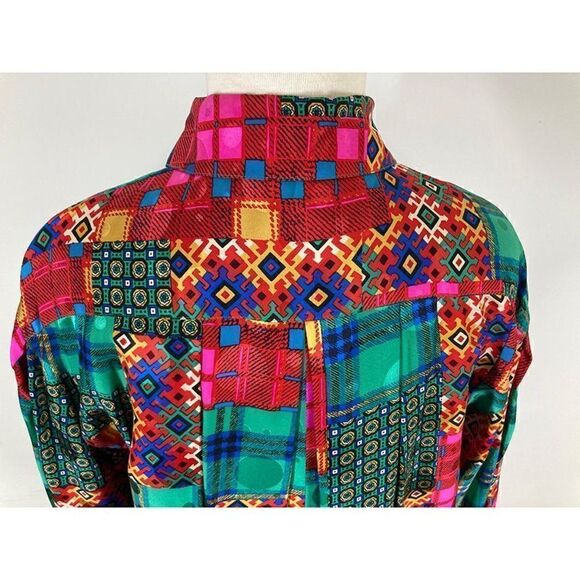 Anne Crimmins for Umi Collections 6 Silk Midi Shirt Dress VTG 80s Art To Wear - Picture 7 of 11